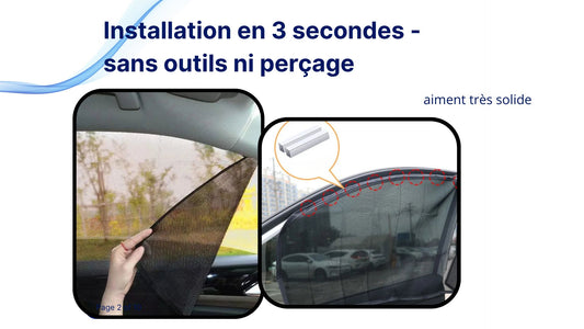 Rideau par soleil magnetique pour voiture - pack 4 Pieces