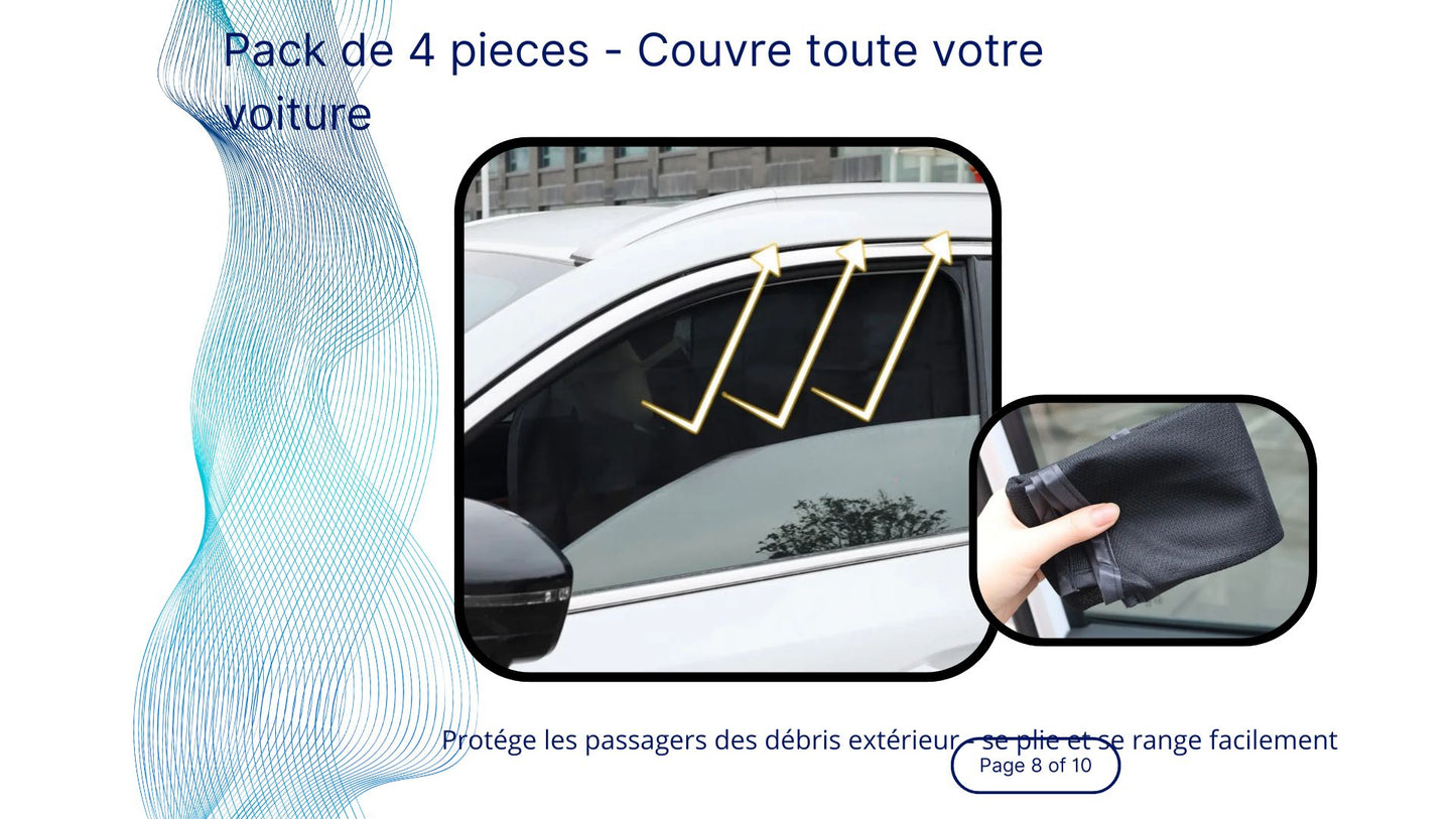 Rideau par soleil magnetique pour voiture - pack 4 Pieces