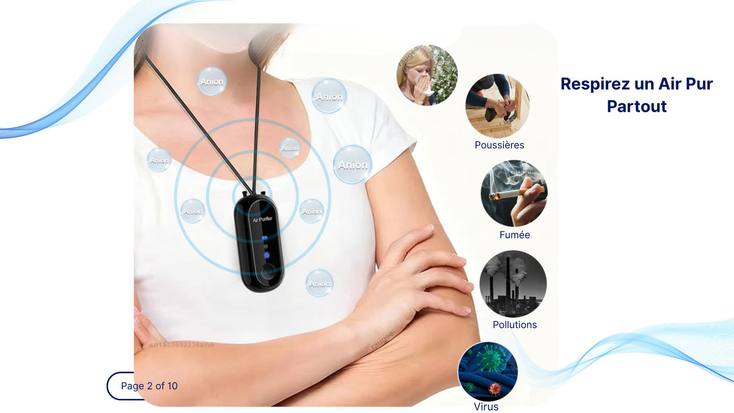 Purificateur d'Air Portable - Portez la Pureté Partout avec Vous