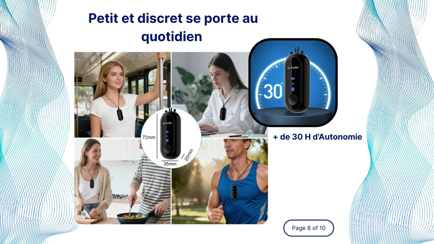 Purificateur d'Air Portable - Portez la Pureté Partout avec Vous